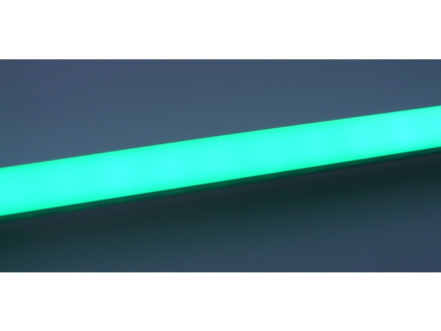 Constant current 60 LED/M RGB LED Strip displaying aqua in polycarbonate profile